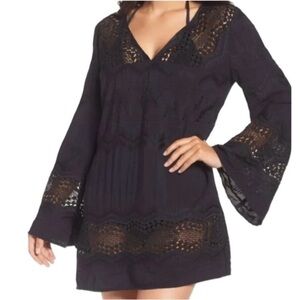 La Blanca Black Swim Coverup Crochet Size XL
